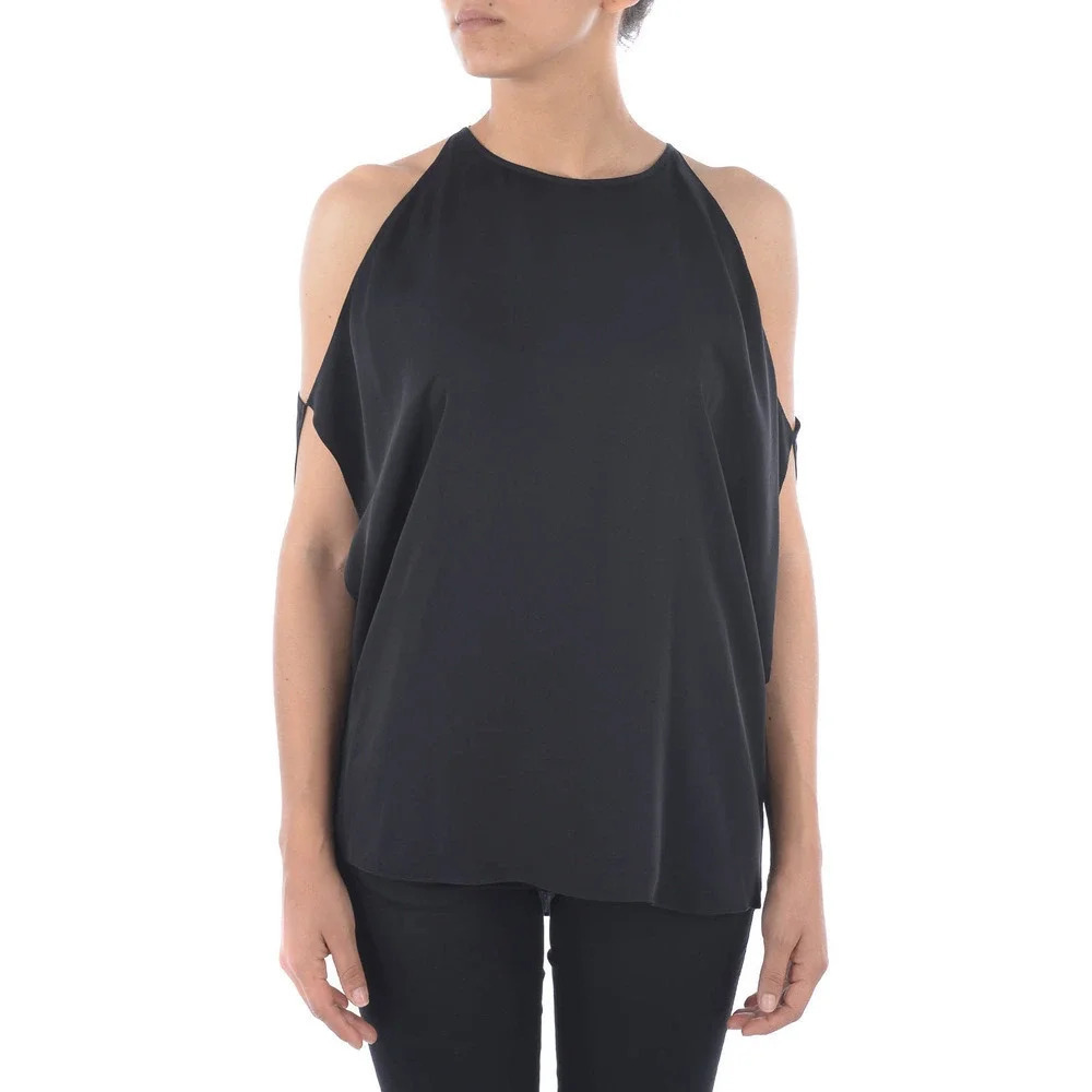 Theory Bendava Cold Shoulder Trapeze Silk Top Teal Size S